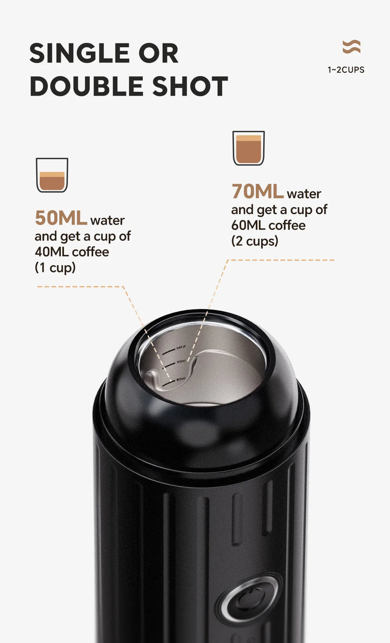 iCafilas 2in1 Portable Coffee Machine for Car & Camping Travel Expresso Coffee Maker Fit Nexpresso Pod Capsule Coffee Powder