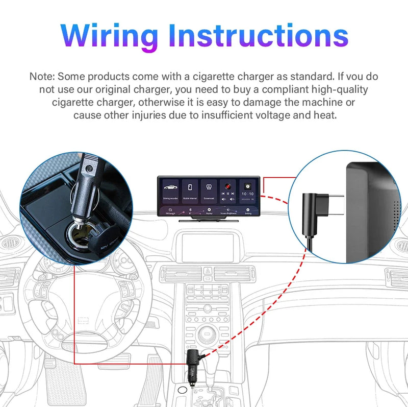 10.26'' Dash Cam 4K Car Mirror Video Player Wireless Carplay Android Auto GPS Car Monitor Multimedia Rearview Camera Dashboard
