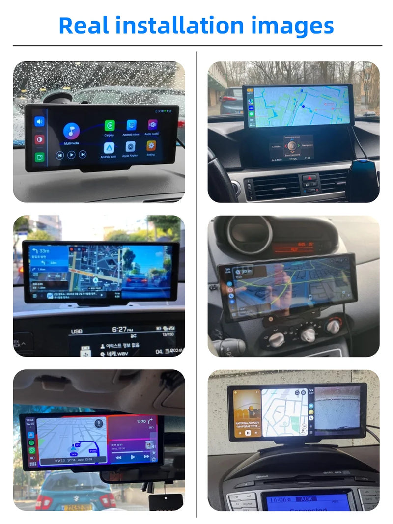 10.26'' Dash Cam 4K Car Mirror Video Player Wireless Carplay Android Auto GPS Car Monitor Multimedia Rearview Camera Dashboard