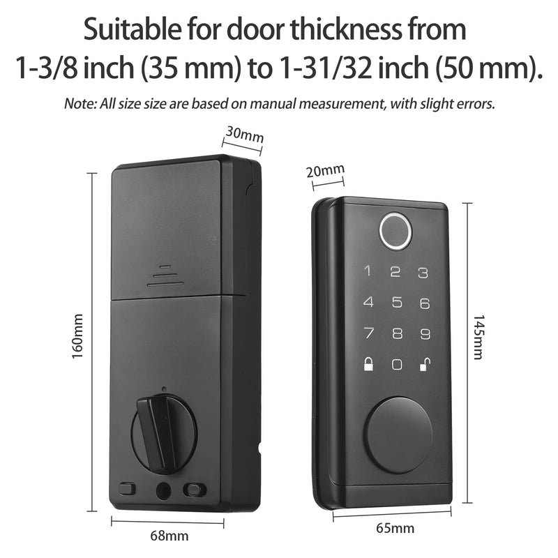 BT Smart Fingerprint Door Lock Electronic Keyless Entry Door Lock Deadbolt with Handle Set with Code Keys APP Control