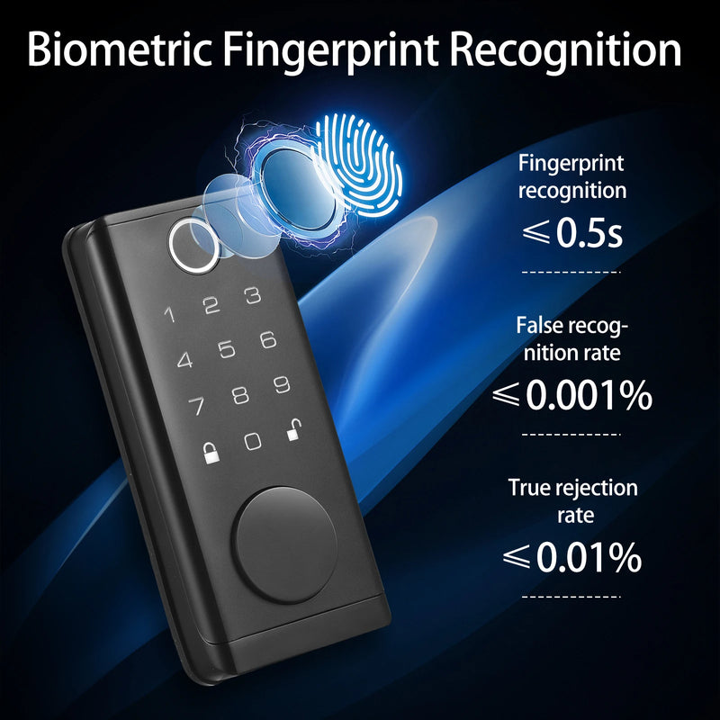 BT Smart Fingerprint Door Lock Electronic Keyless Entry Door Lock Deadbolt with Handle Set with Code Keys APP Control