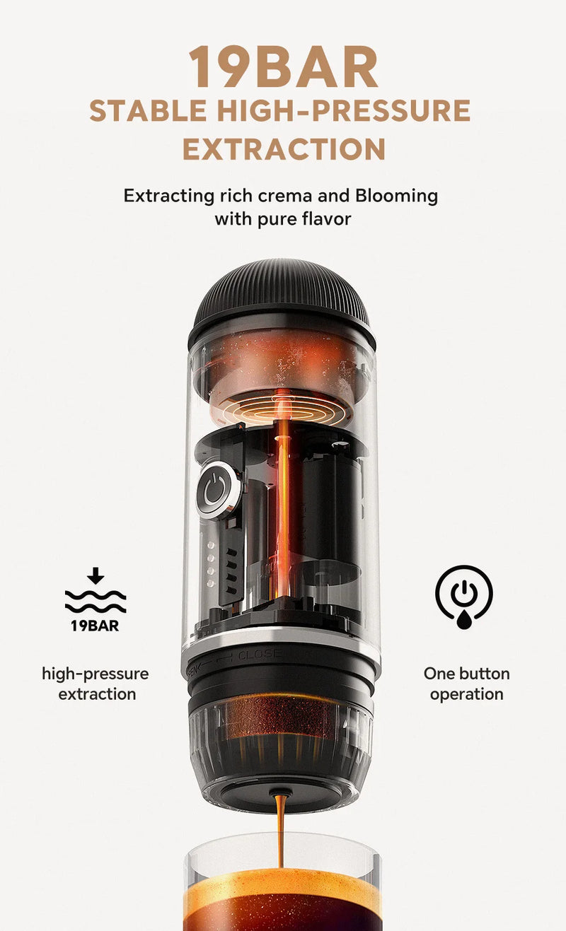 iCafilas 2in1 Portable Coffee Machine for Car & Camping Travel Expresso Coffee Maker Fit Nexpresso Pod Capsule Coffee Powder