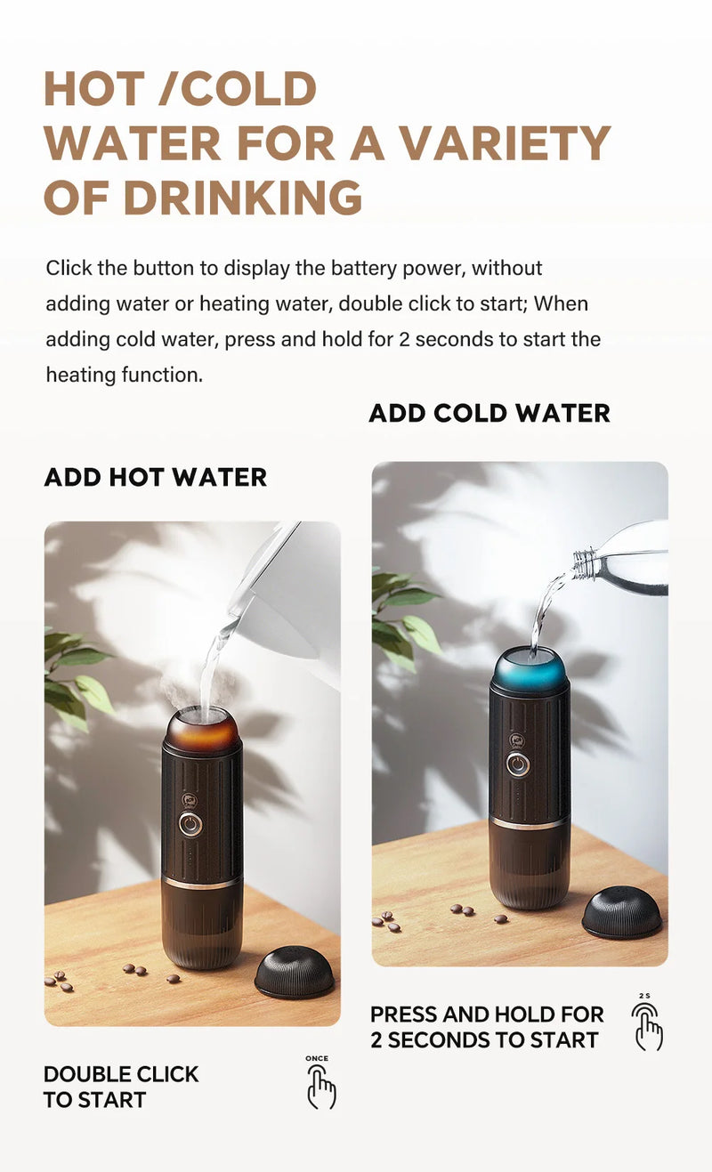 iCafilas 2in1 Portable Coffee Machine for Car & Camping Travel Expresso Coffee Maker Fit Nexpresso Pod Capsule Coffee Powder