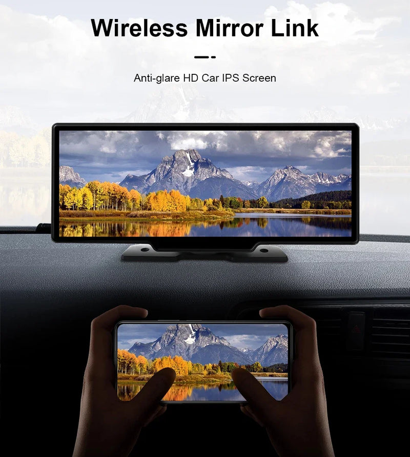 10.26'' Dash Cam 4K Car Mirror Video Player Wireless Carplay Android Auto GPS Car Monitor Multimedia Rearview Camera Dashboard