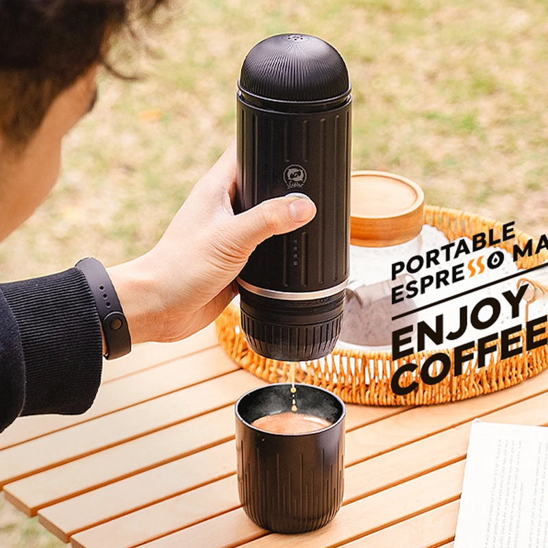 iCafilas 2in1 Portable Coffee Machine for Car & Camping Travel Expresso Coffee Maker Fit Nexpresso Pod Capsule Coffee Powder