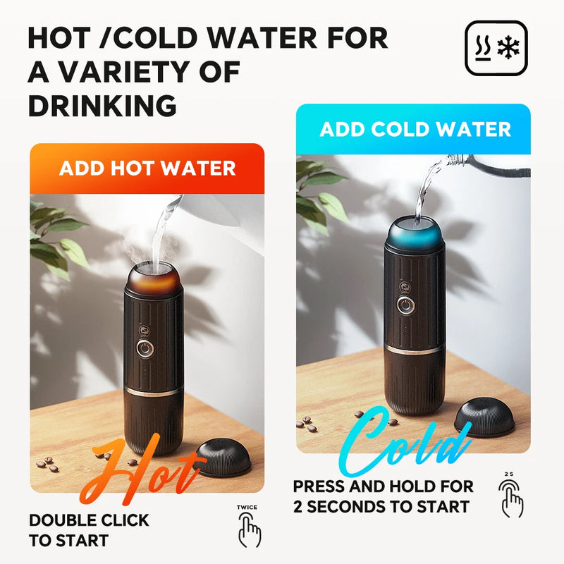iCafilas 2in1 Portable Coffee Machine for Car & Camping Travel Expresso Coffee Maker Fit Nexpresso Pod Capsule Coffee Powder