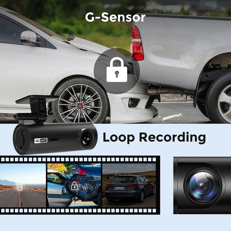 4K Car Dash Cam DVR Recorder Auto Recorder APP Control Black Box WIth WIFI Voice 24h Parking Monitoring function car accessories